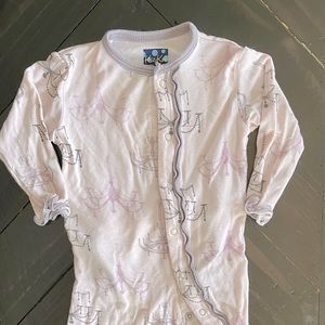 Size 0-3 Kickee Pants girl pink purple grey coverall VGUC